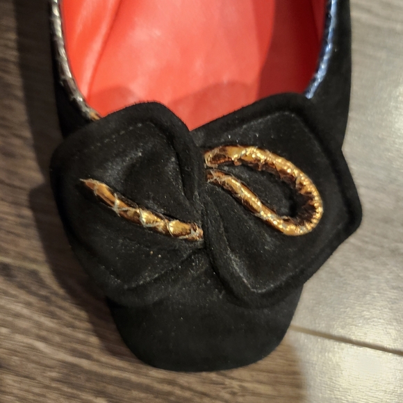 Black Leather Seude Ballet Shoes Made in Italy - Picture 2 of 5